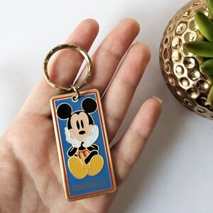Vintage Walt Disney World Enamel Keychain Pendant Mickey Name Tag "Danielle"